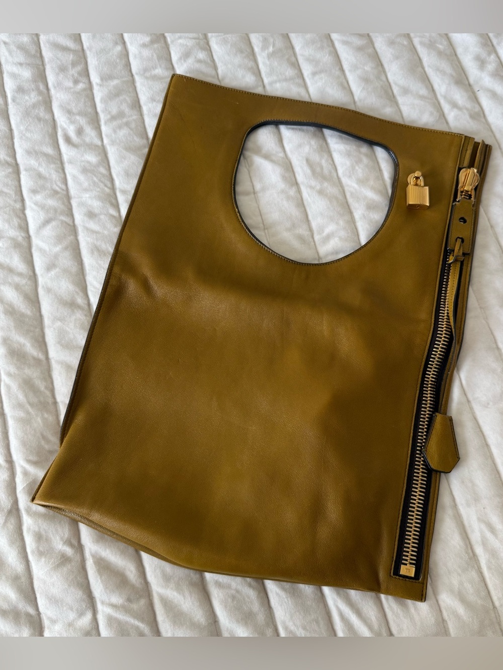 Tom Ford 2012 rare archive  “Alix” Fold-Over large Bag beige soft Leather